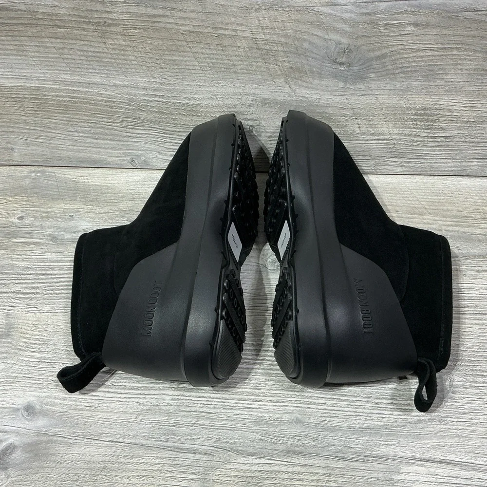 Moon Boot Luna Womens Low Suede Snow Boots Size 8 US Black Slip On